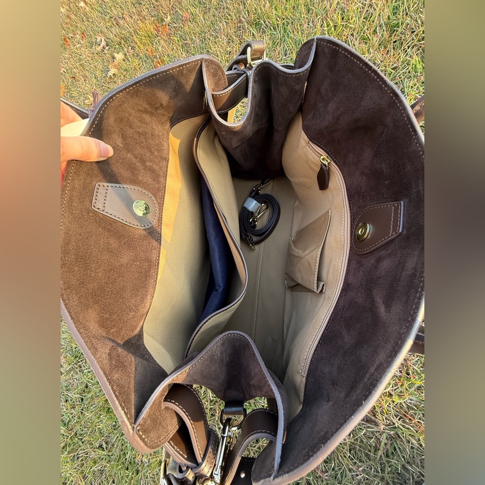 Boldrini Selleria dark brown (the ROW)/ suede tote bag/travel / trending bag - Picture 9 of 16